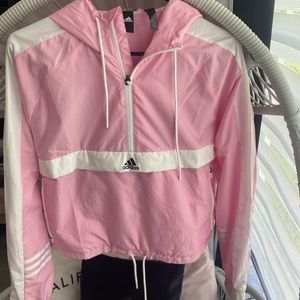 Adidas Pink Cropped Windbreaker Womens 